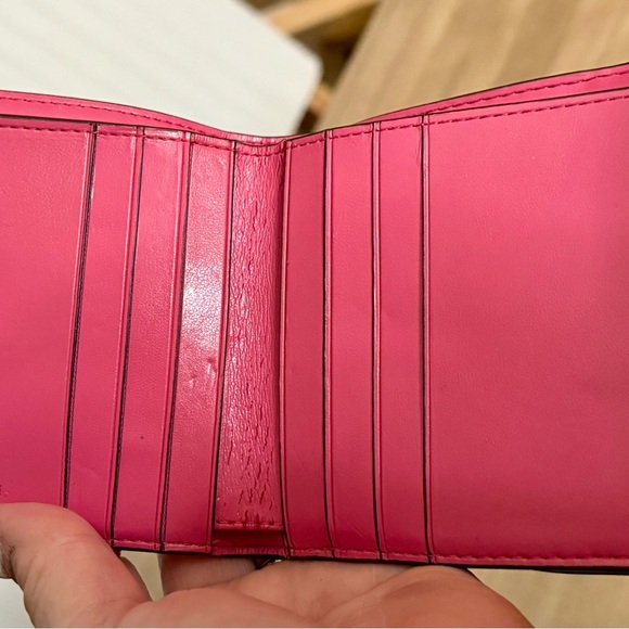 Coach Small Trifold Leather Wallet With Pop Floral Print in Color Chaulk - Picture 7 of 11